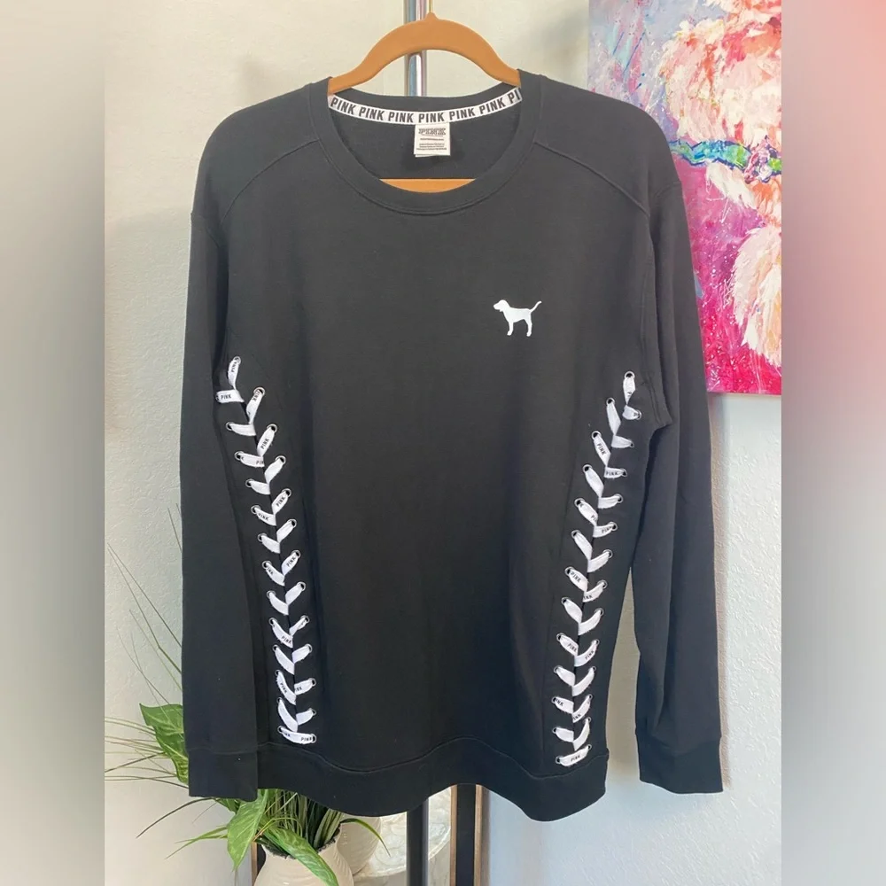 PINK! Victoria Secret Oversized Black Long Sleeve Sweater Size XS - Picture 4 of 4